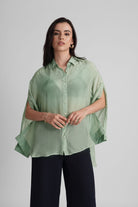 MIRANDA ORGANZA SHIRT WITH SIDE PLACKET BUTTON DETAILING - Sunday Story