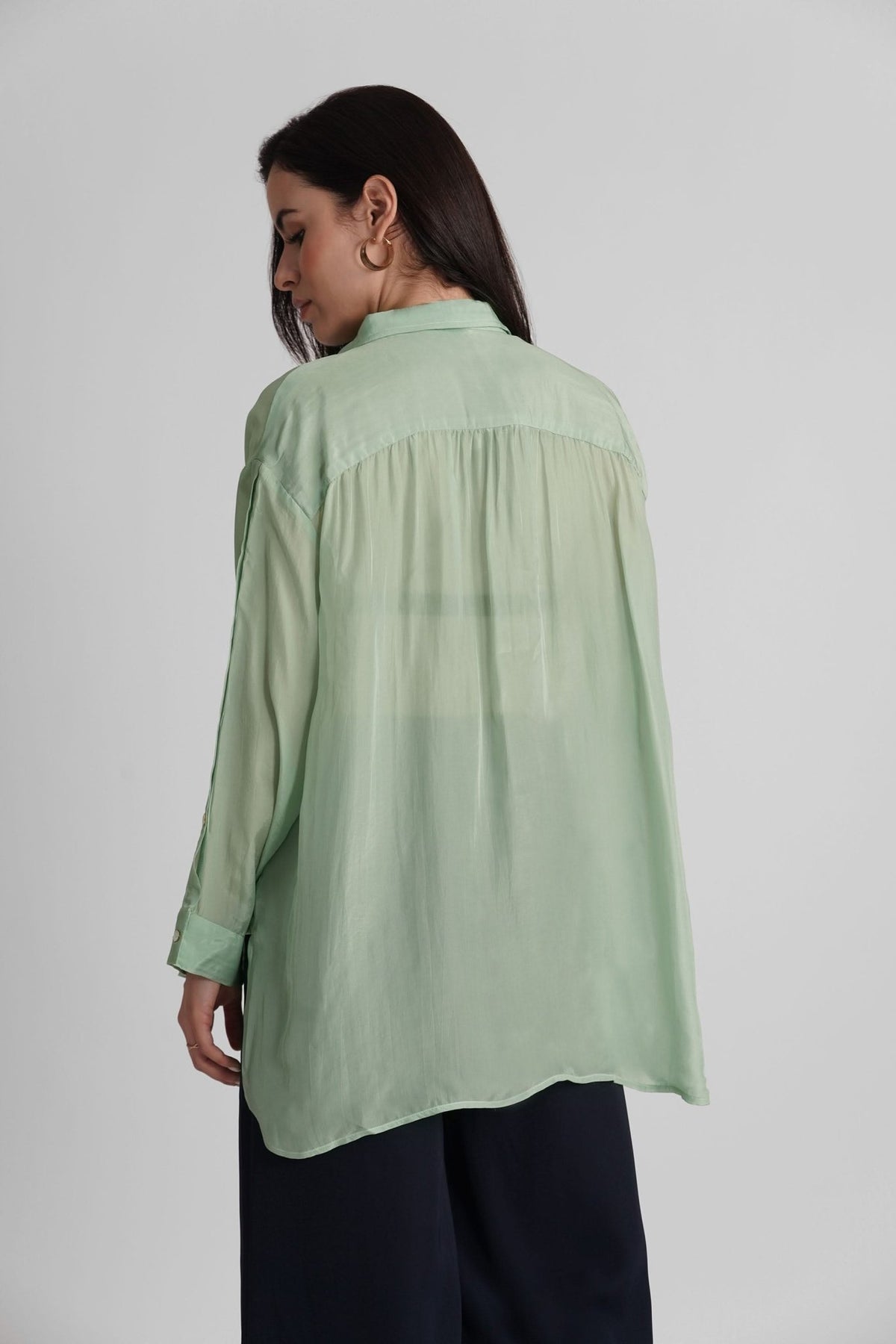 MIRANDA ORGANZA SHIRT WITH SIDE PLACKET BUTTON DETAILING - Sunday Story