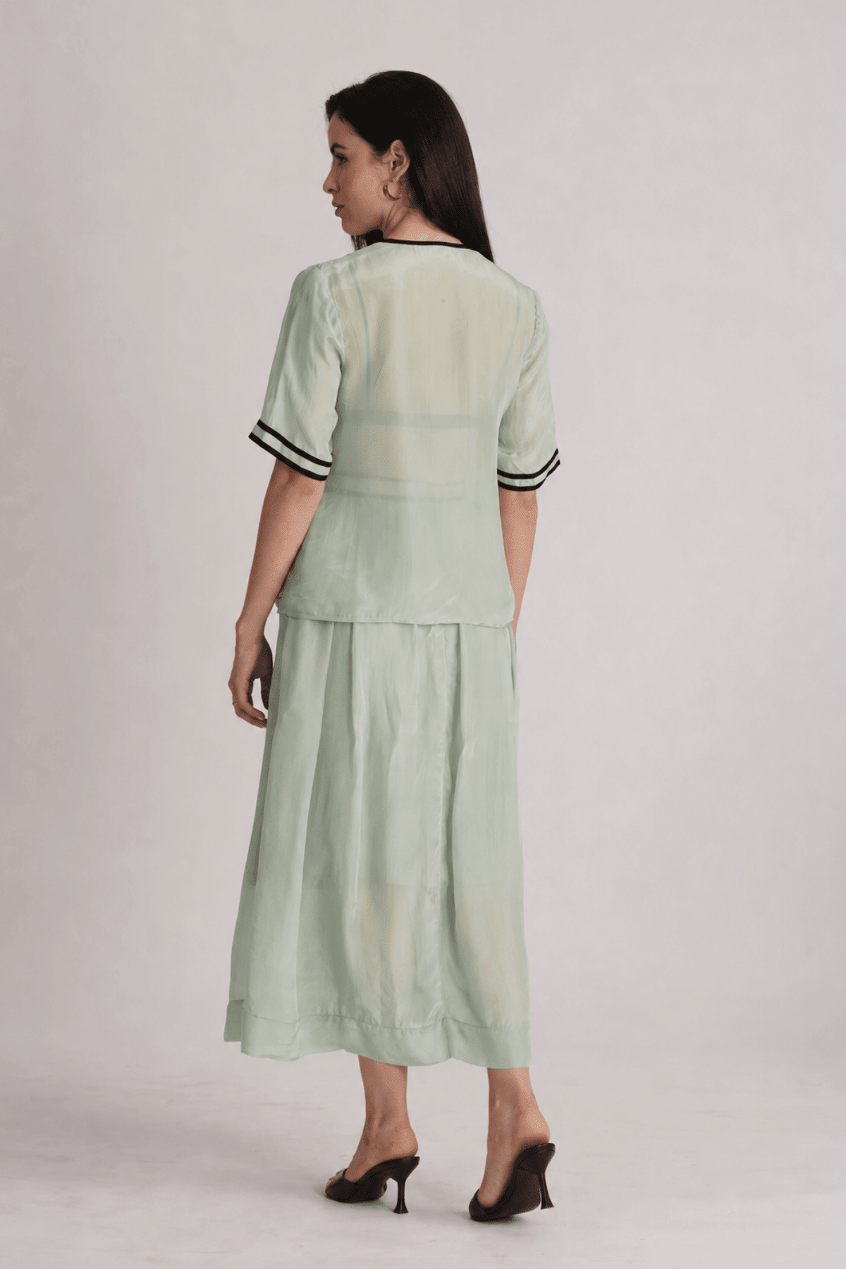 NOAMI VISCOSE ORGANZA SHIRT AND PLEATED MIDI SKIRT CO-ORD SET - Sunday Story