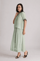 NOAMI VISCOSE ORGANZA SHIRT AND PLEATED MIDI SKIRT CO-ORD SET - Sunday Story