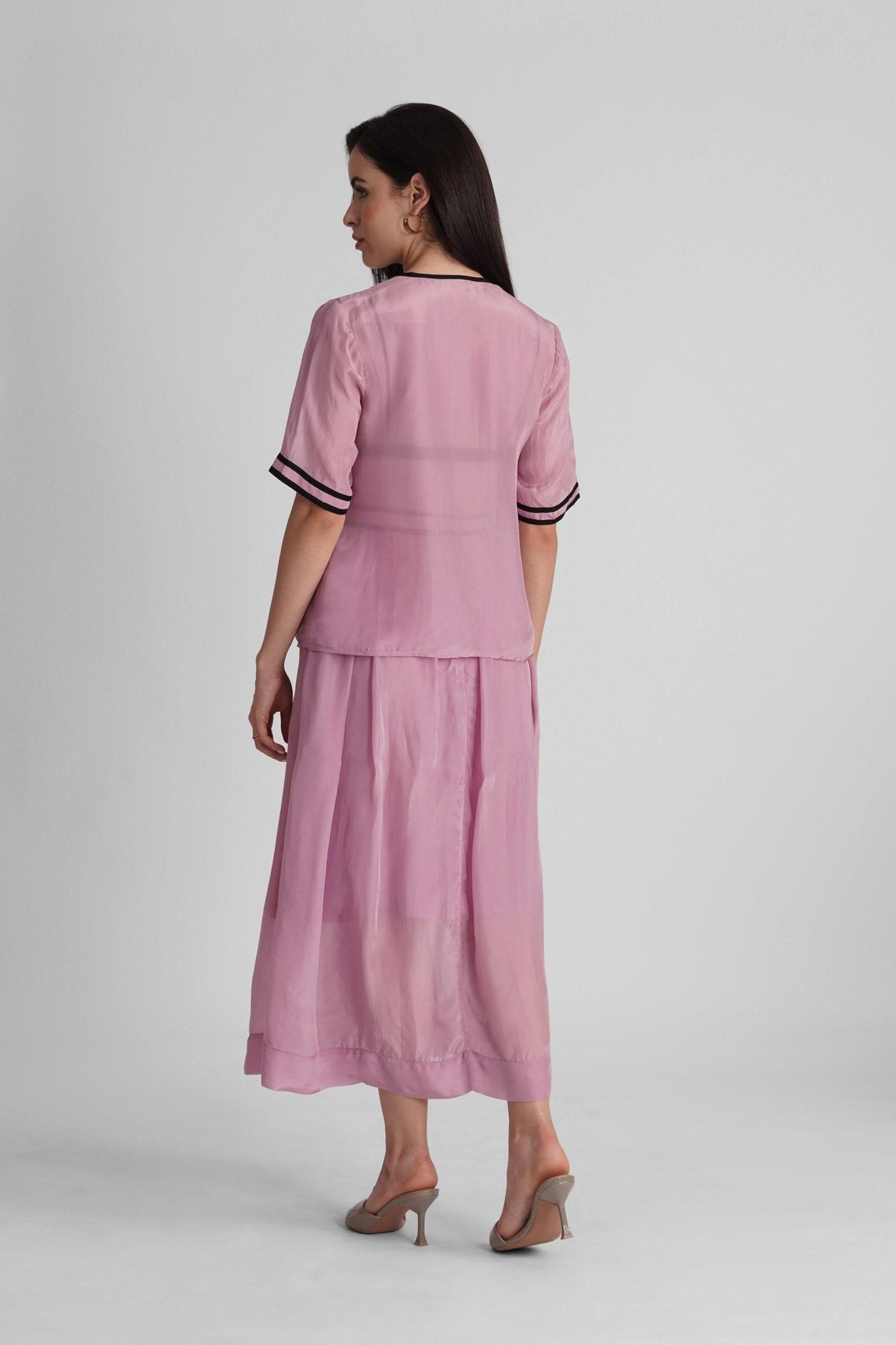 NOAMI VISCOSE ORGANZA SHIRT AND PLEATED MIDI SKIRT CO-ORD SET - Sunday Story