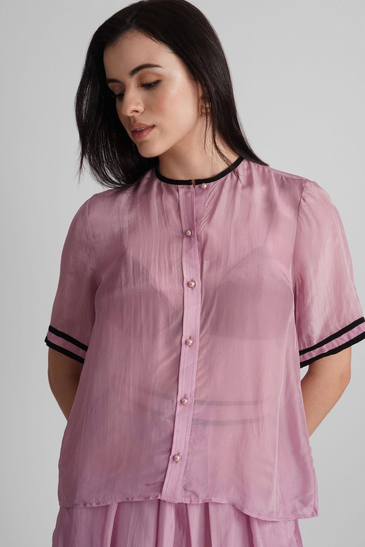 NOAMI VISCOSE ORGANZA SHIRT AND PLEATED MIDI SKIRT CO-ORD SET - Sunday Story