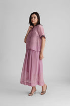 NOAMI VISCOSE ORGANZA SHIRT AND PLEATED MIDI SKIRT CO-ORD SET - Sunday Story