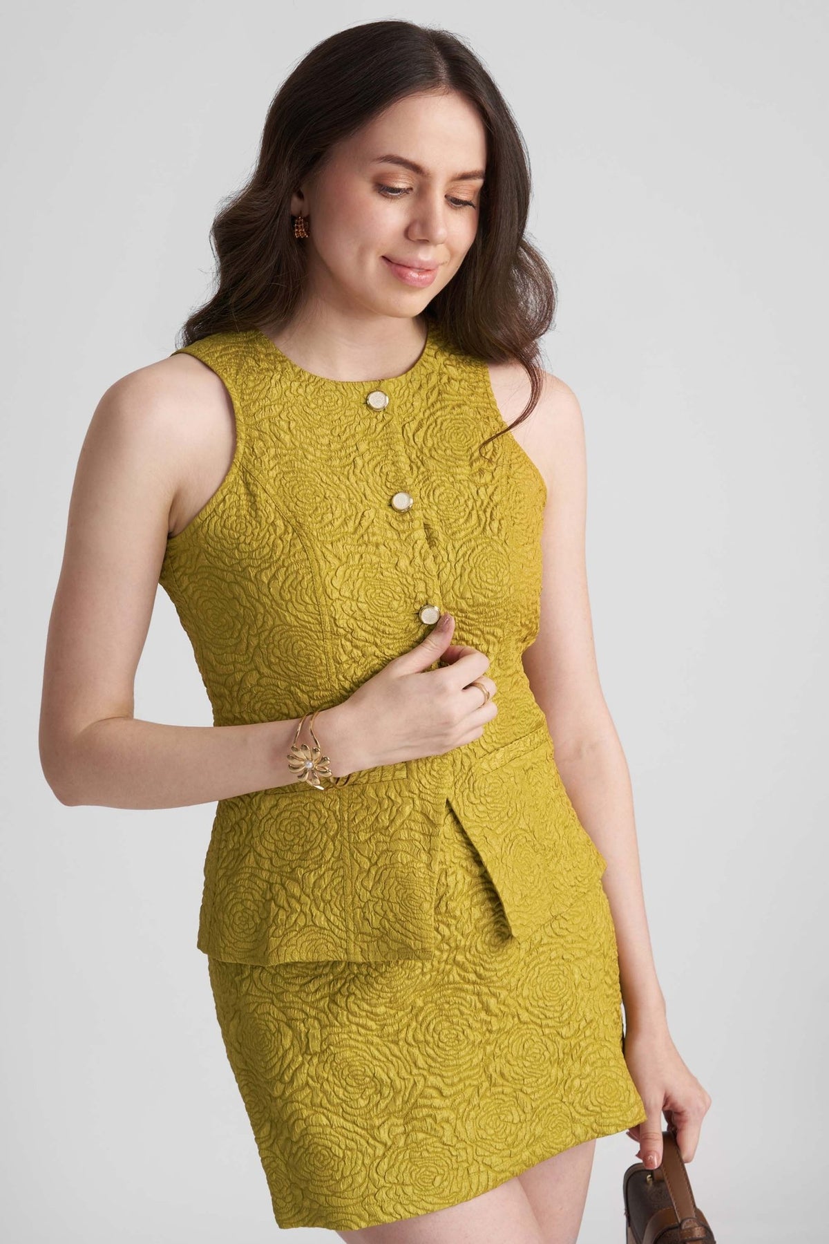 NOLA CO-ORD SET IN FLORAL JACQUARD WITH JEWEL BUTTONS - Sunday Story