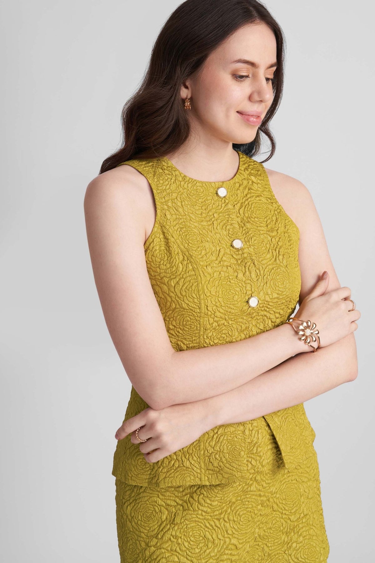 NOLA CO-ORD SET IN FLORAL JACQUARD WITH JEWEL BUTTONS - Sunday Story