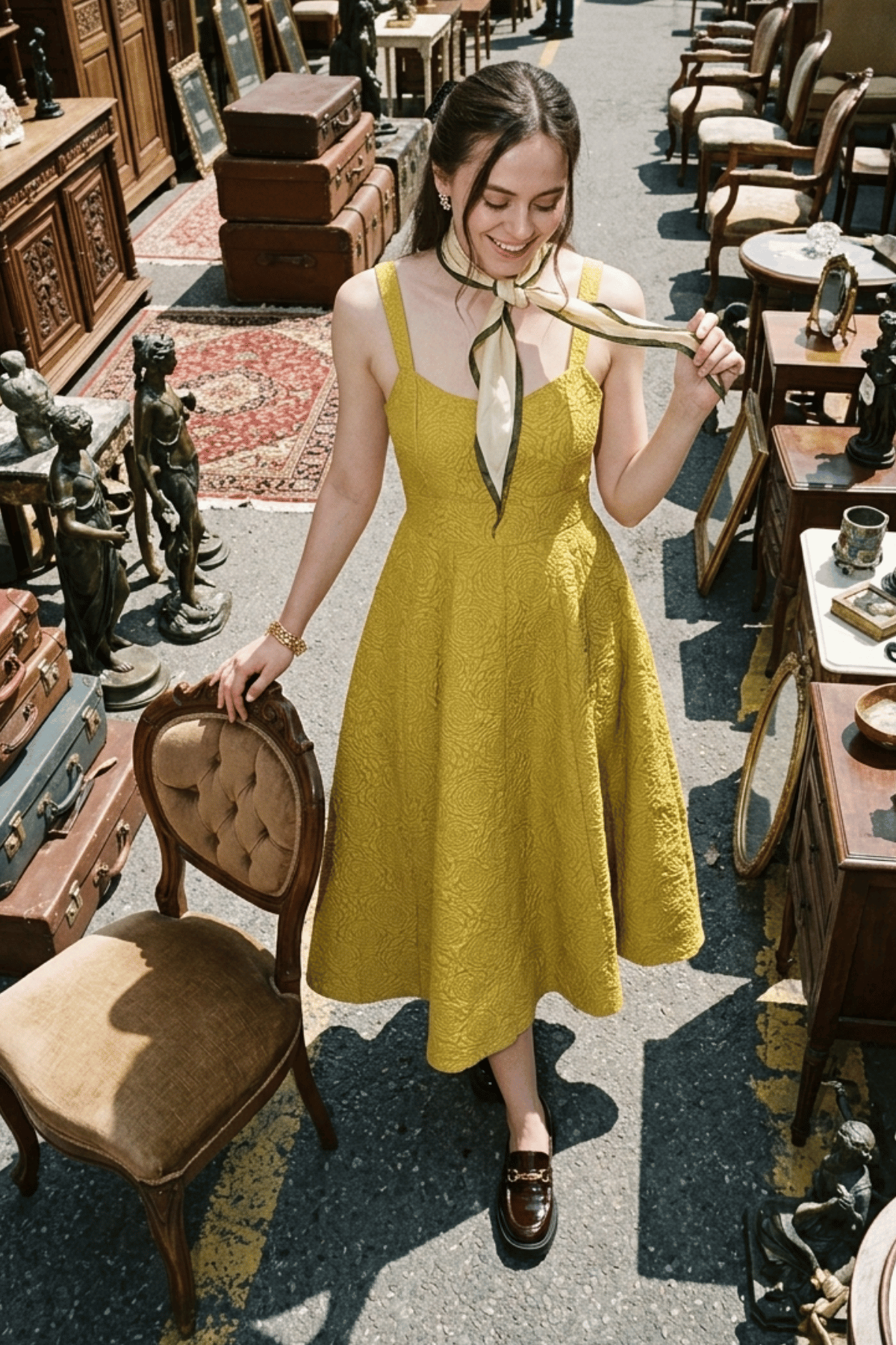 NOLA JACQUARD SLEEVELESS MIDI DRESS - Sunday Story