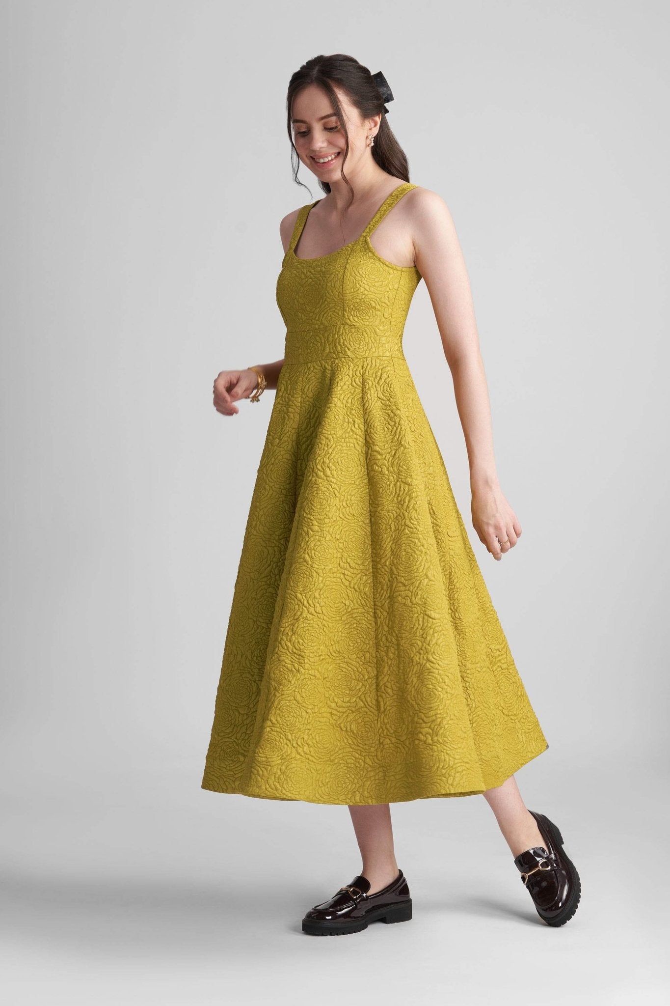 NOLA JACQUARD SLEEVELESS MIDI DRESS - Sunday Story