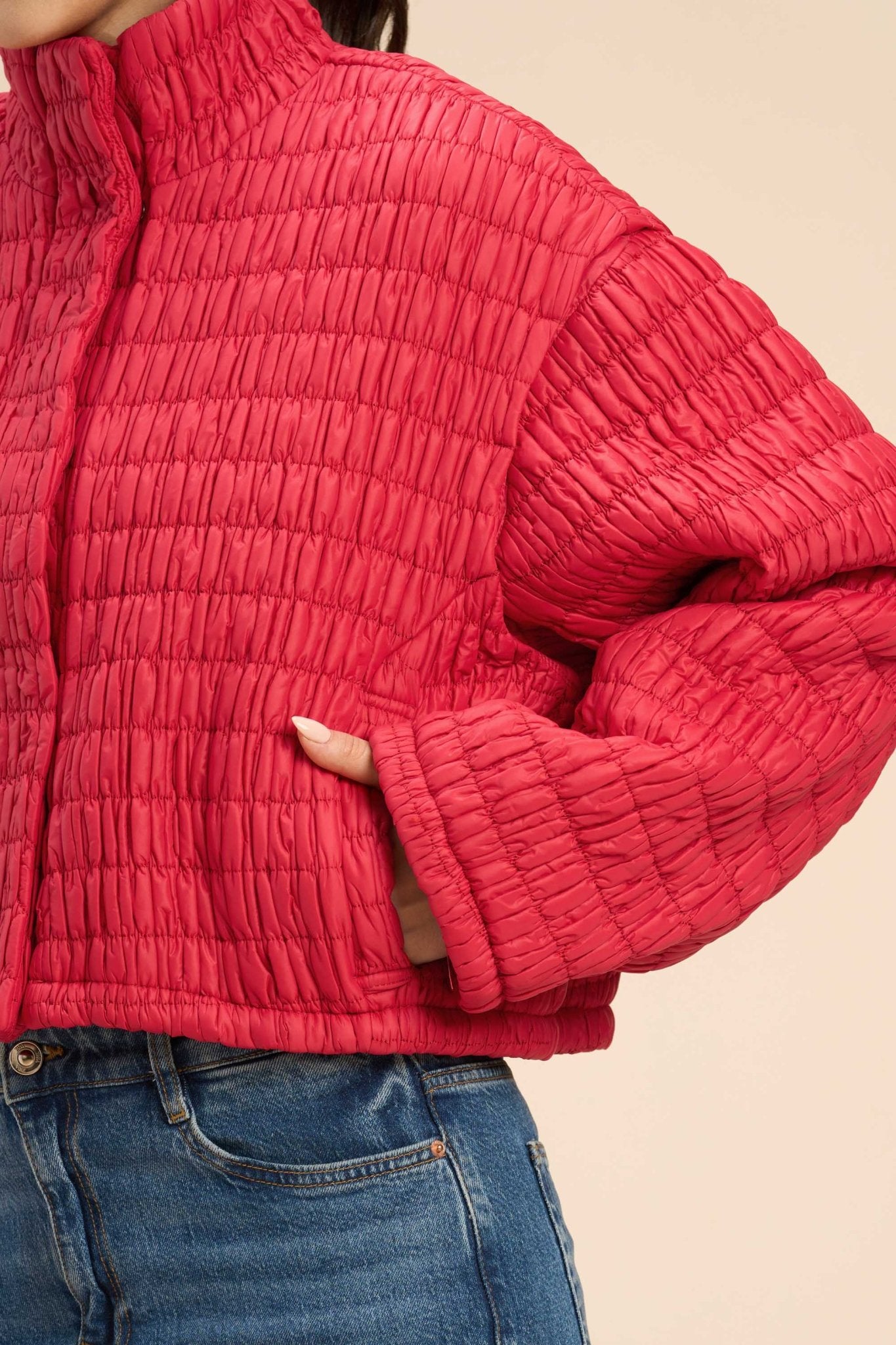 OLLY OVERSIZED JACKET WITH UNIQUE CRINKLED QUILTED PATTERN - Sunday Story