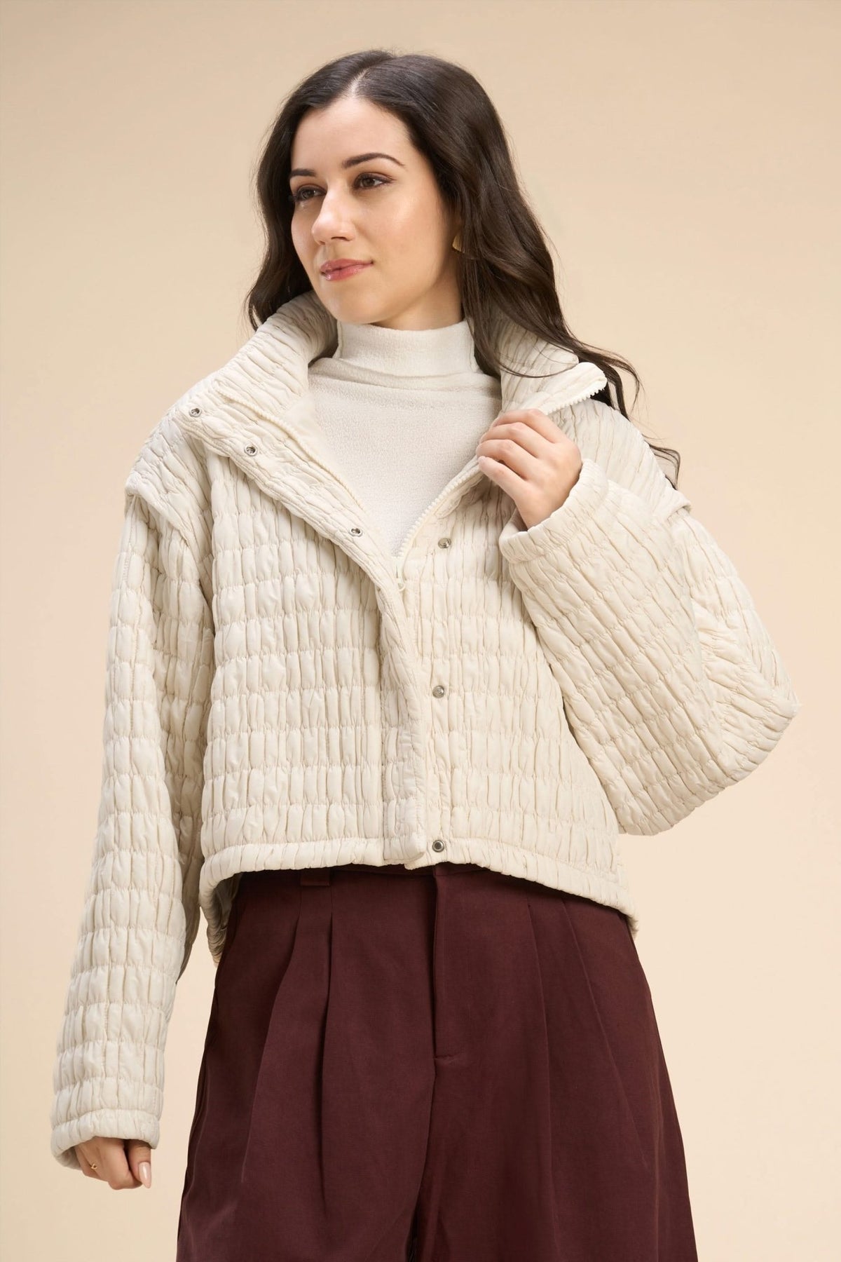 OLLY OVERSIZED JACKET WITH UNIQUE CRINKLED QUILTED PATTERN - Sunday Story