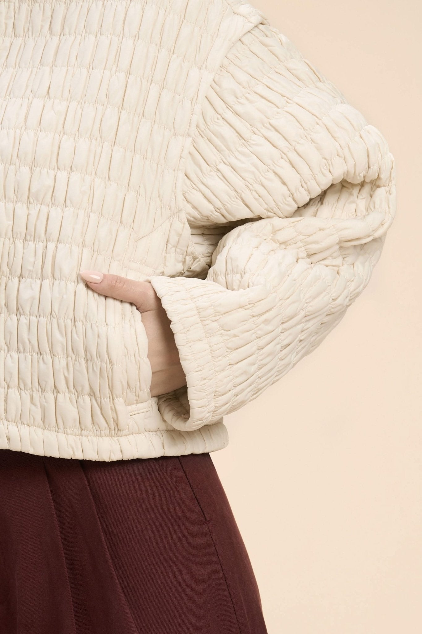 OLLY OVERSIZED JACKET WITH UNIQUE CRINKLED QUILTED PATTERN - Sunday Story