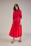 OPHELIA PRINTED CHECK SCARF DETAIL SHIRT & FLARED CIRCLE SKIRT CO-ORD - Sunday Story