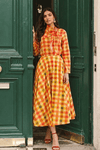 OPHELIA PRINTED CHECK SCARF DETAIL SHIRT & FLARED CIRCLE SKIRT CO-ORD - Sunday Story