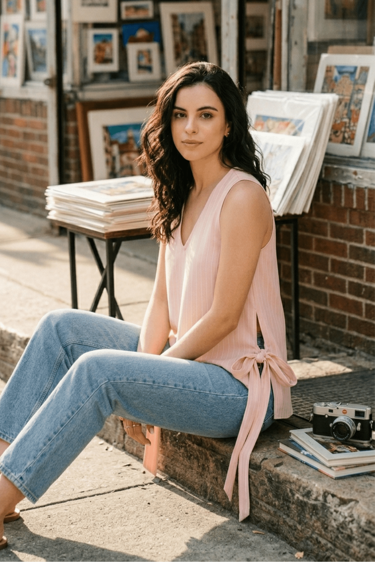 ORANA V-NECK STRIPED BIB TOP - Sunday Story