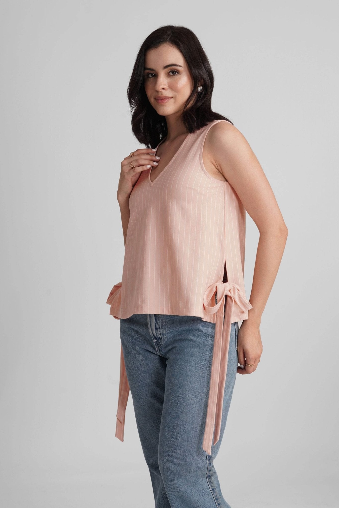 ORANA V-NECK STRIPED BIB TOP - Sunday Story