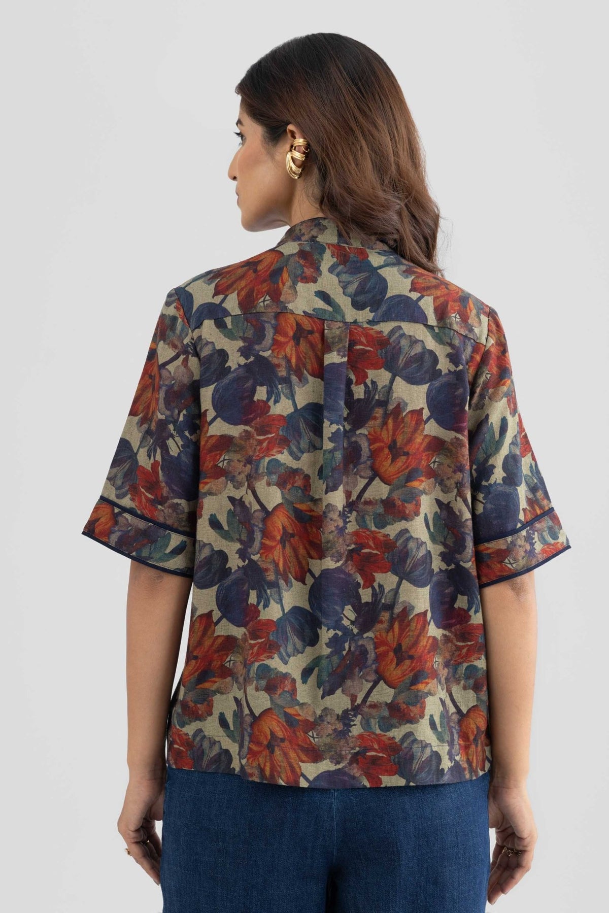PAIGE PRINTED LINEN TIE DETAIL SHIRT - Sunday Story