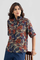 PAIGE PRINTED LINEN TIE DETAIL SHIRT - Sunday Story