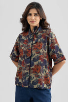 PAIGE PRINTED LINEN TIE DETAIL SHIRT - Sunday Story