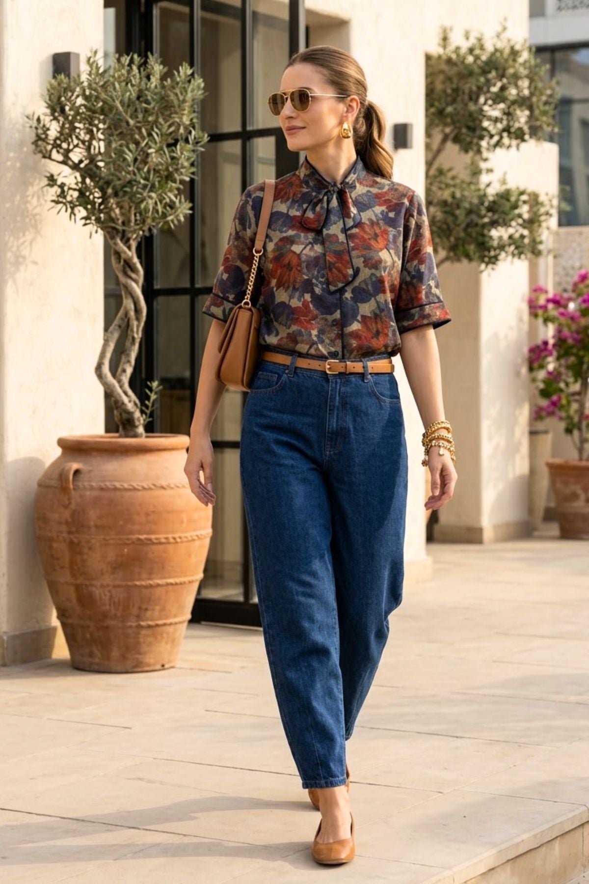 PAIGE PRINTED LINEN TIE DETAIL SHIRT - Sunday Story