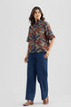PAIGE PRINTED LINEN TIE DETAIL SHIRT