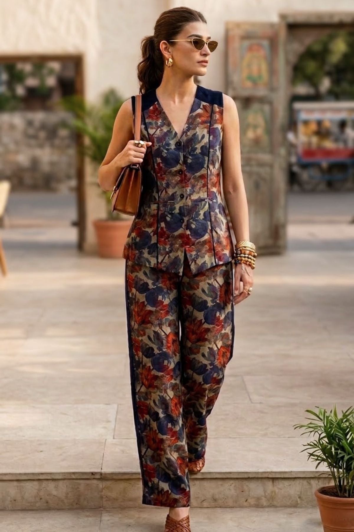 PAIGE PRINTED VISCOSE LINEN CO-ORD SET WITH CONTRAST DETAILING - Sunday Story