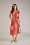 PALMA RUST CORAL STRIPED EMBELLISHED SKIRT CO-ORD SET - Sunday Story