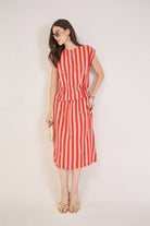 PALMA RUST CORAL STRIPED EMBELLISHED SKIRT CO-ORD SET - Sunday Story