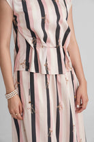 PALMA VISCOSE PRINTED STRIPES CO-ORD WITH SEQUIN EMBROIDERY - Sunday Story