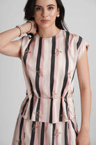 PALMA VISCOSE PRINTED STRIPES CO-ORD WITH SEQUIN EMBROIDERY - Sunday Story