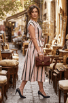 PALMA VISCOSE PRINTED STRIPES MIDI SKIRT WITH SEQUIN EMBRODIERY - Sunday Story