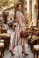 PALMA VISCOSE PRINTED STRIPES MIDI SKIRT WITH SEQUIN EMBRODIERY