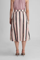 PALMA VISCOSE PRINTED STRIPES MIDI SKIRT WITH SEQUIN EMBRODIERY - Sunday Story