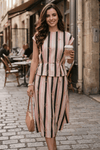 PALMA VISCOSE PRINTED STRIPES TOP WITH SEQUIN EMBRODIERY - Sunday Story