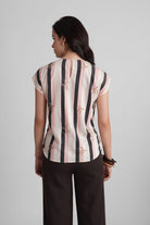 PALMA VISCOSE PRINTED STRIPES TOP WITH SEQUIN EMBRODIERY - Sunday Story