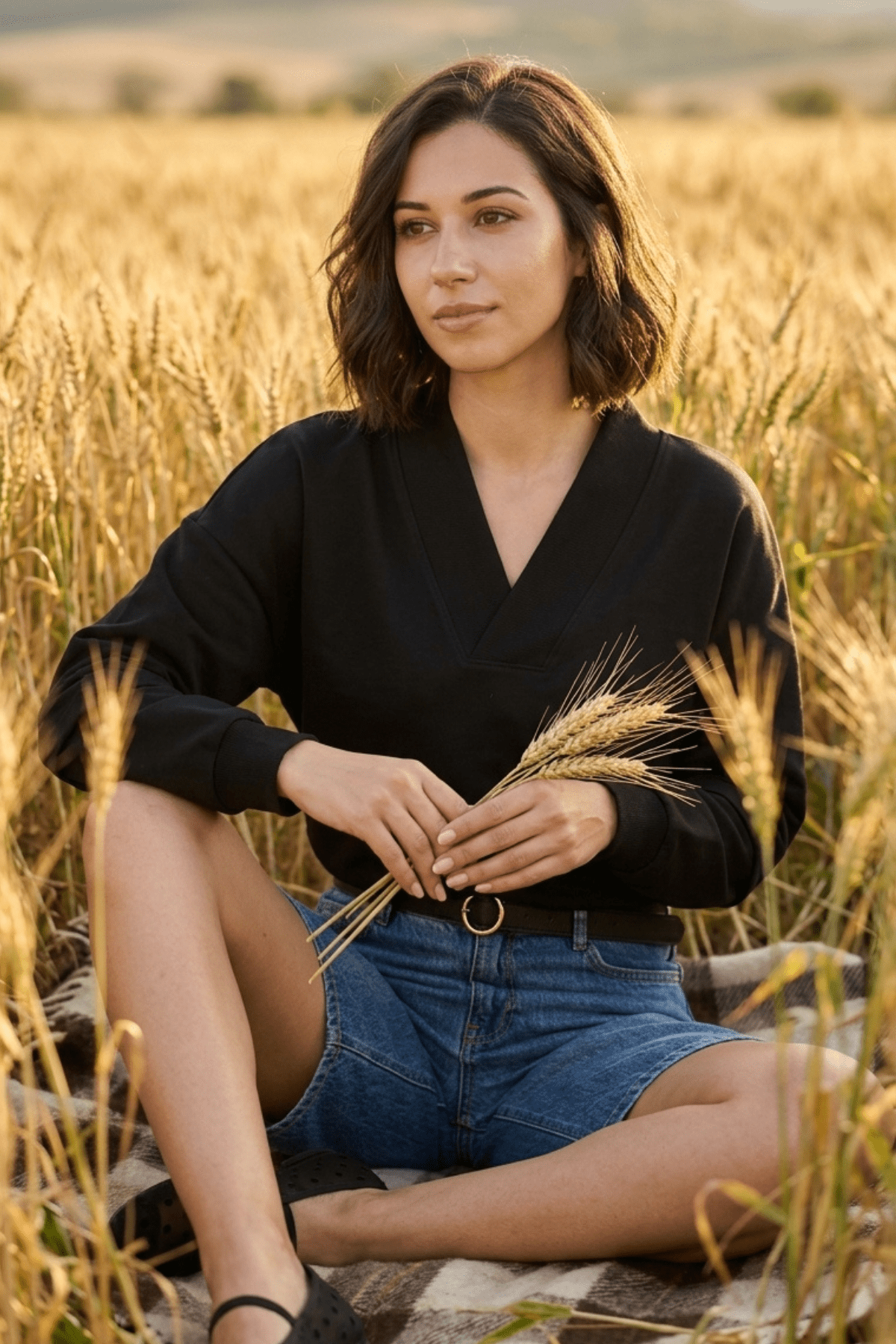 PAMELA V-NECK DROP FULL SLEEVE T-SHIRT IN FLUID JERSEY - Sunday Story