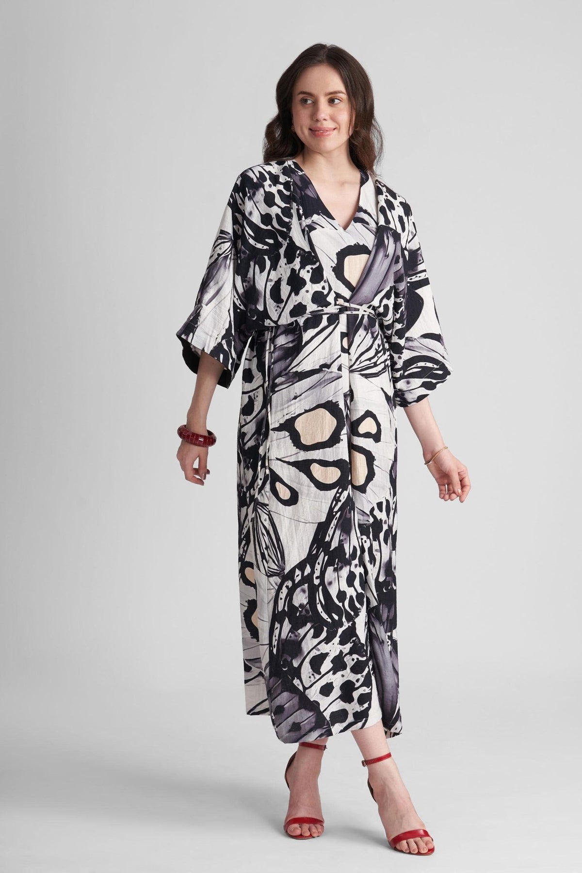 PENNY V NECK PRINTED KAFTAN MAXI DRESS - Sunday Story