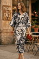 PENNY V NECK PRINTED KAFTAN MAXI DRESS