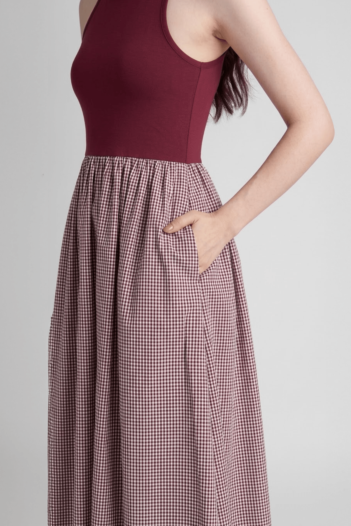PETRA FIT AND FLARE COTTON MIDI DRESS IN KNIT & WOVEN - Sunday Story