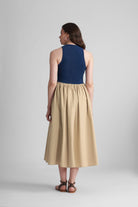 PETRA FIT AND FLARE COTTON MIDI DRESS IN KNIT & WOVEN - Sunday Story