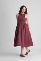 PETRA FIT AND FLARE COTTON MIDI DRESS IN KNIT & WOVEN - Sunday Story