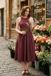 PETRA FIT AND FLARE COTTON MIDI DRESS IN KNIT & WOVEN - Sunday Story