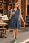 ROMA FIT AND FLARE LYOCELL DENIM SHORT DRESS - Sunday Story