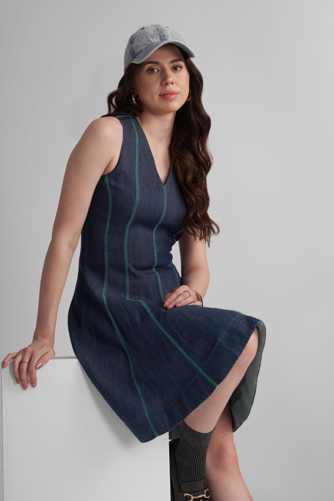 ROMA FIT AND FLARE LYOCELL DENIM SHORT DRESS - Sunday Story