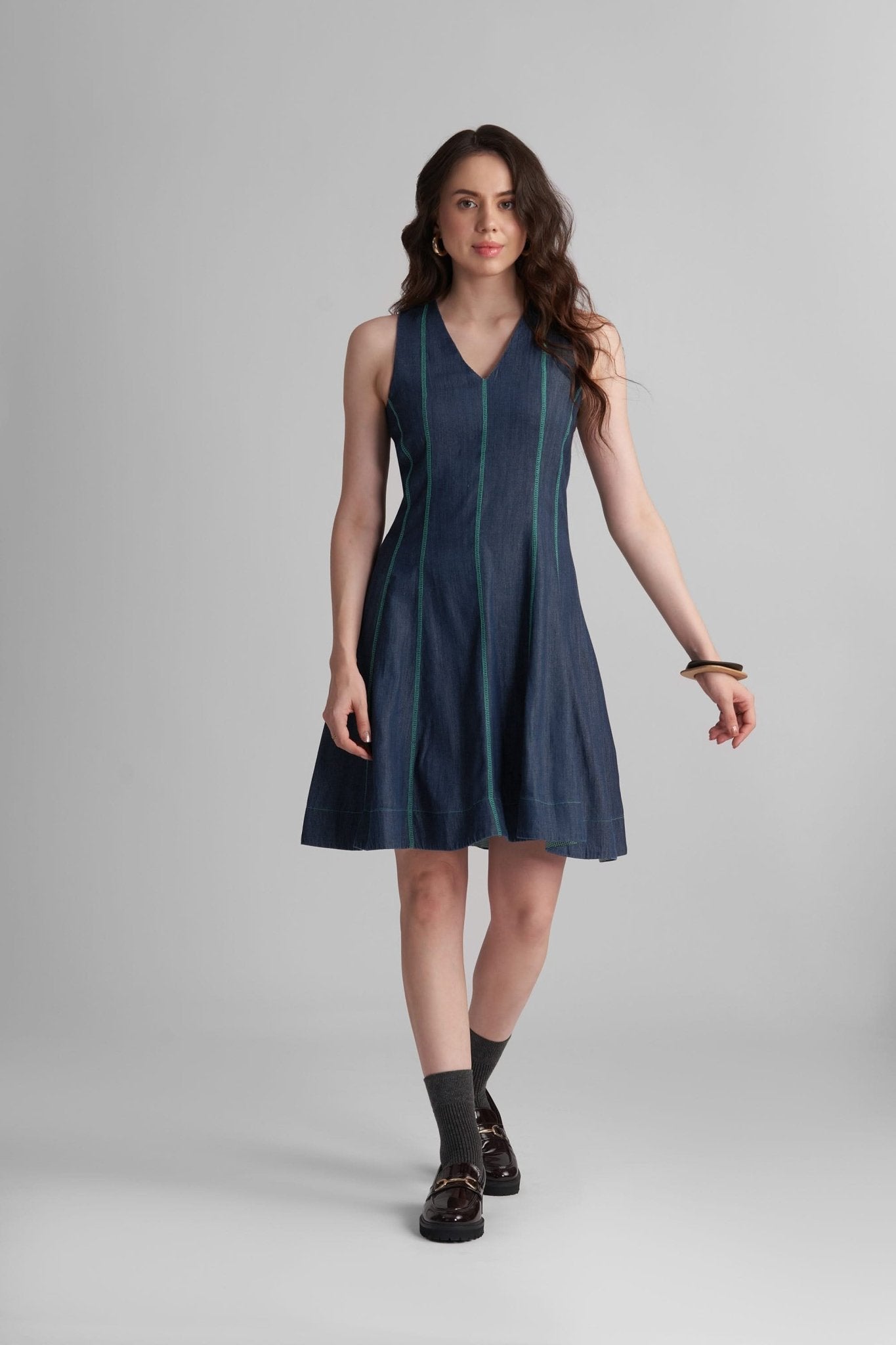 ROMA FIT AND FLARE LYOCELL DENIM SHORT DRESS - Sunday Story