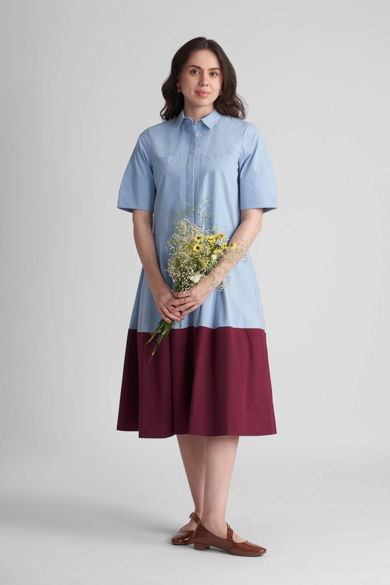 ROMY FIT AND FLARE MIDI DRESS IN COTTON POPLIN - Sunday Story
