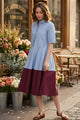 ROMY FIT AND FLARE MIDI DRESS IN COTTON POPLIN