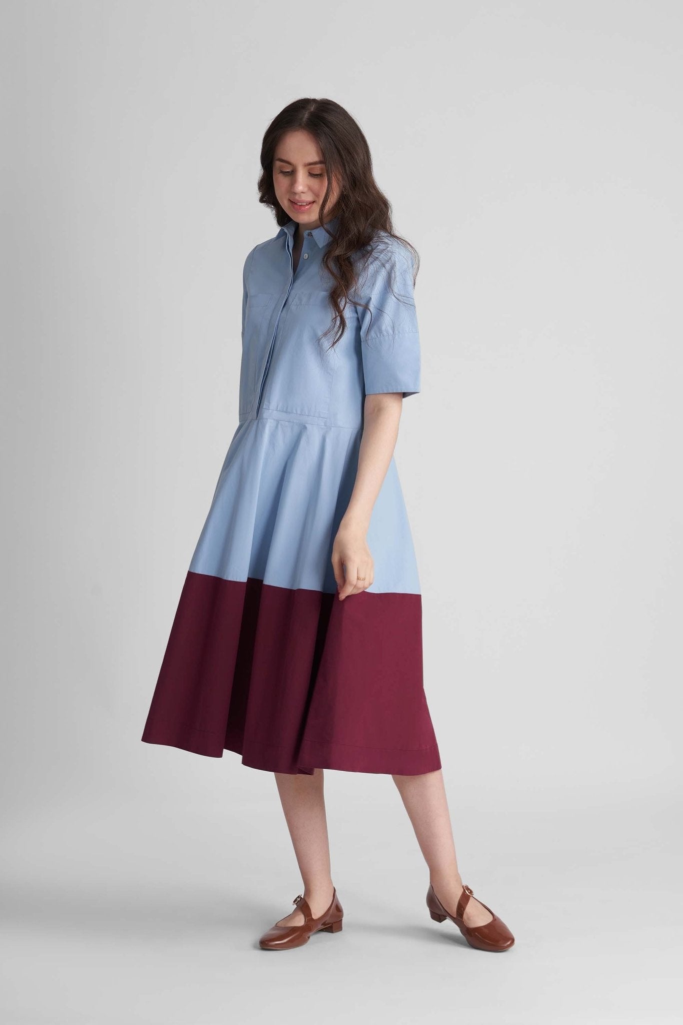 ROMY FIT AND FLARE MIDI DRESS IN COTTON POPLIN - Sunday Story