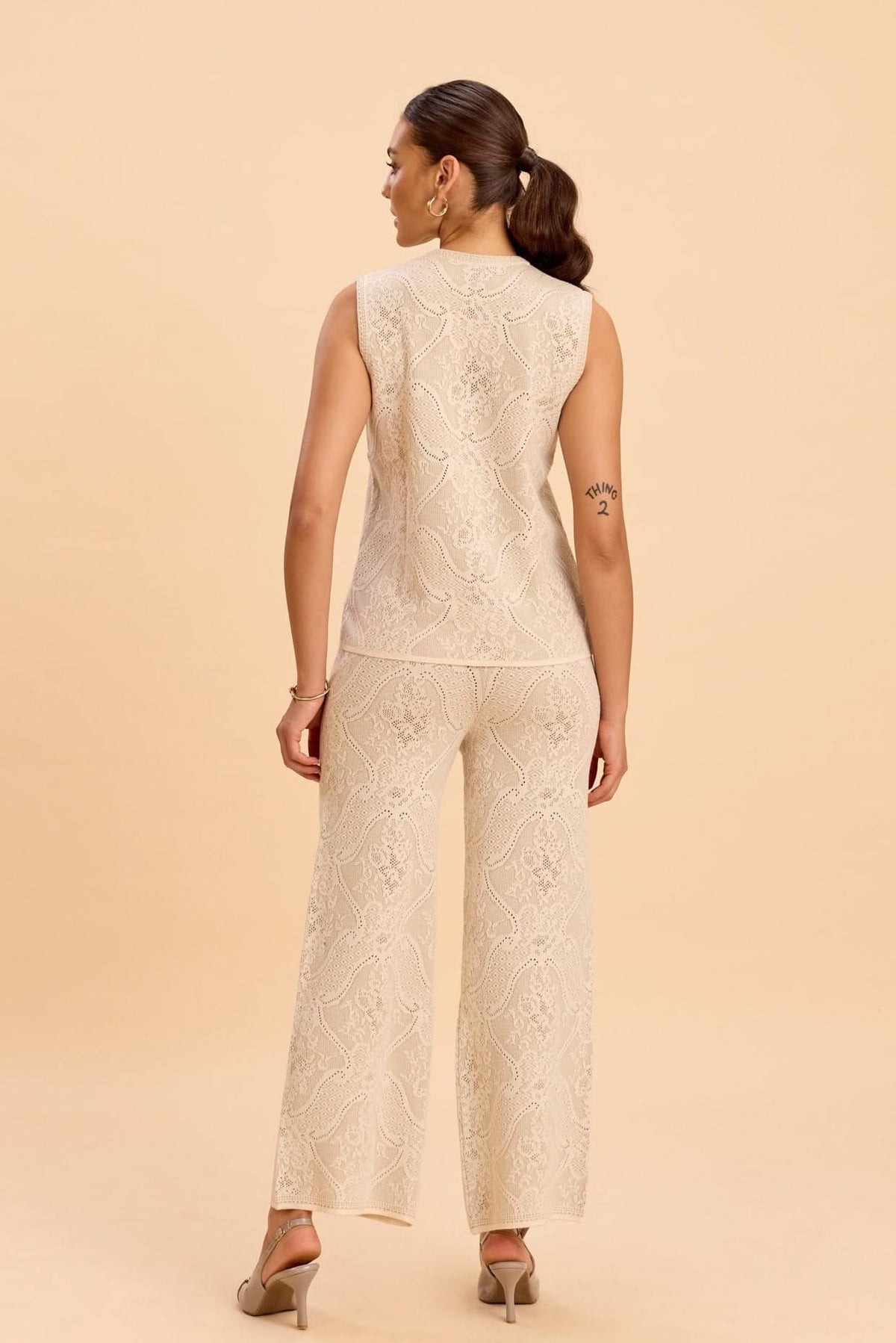 SARAH LACE JACQUARD KNITTED VEST CO-ORD SET - Sunday Story