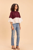 SELENE FAUX LAYERED PEPLUM T-SHIRT - Sunday Story