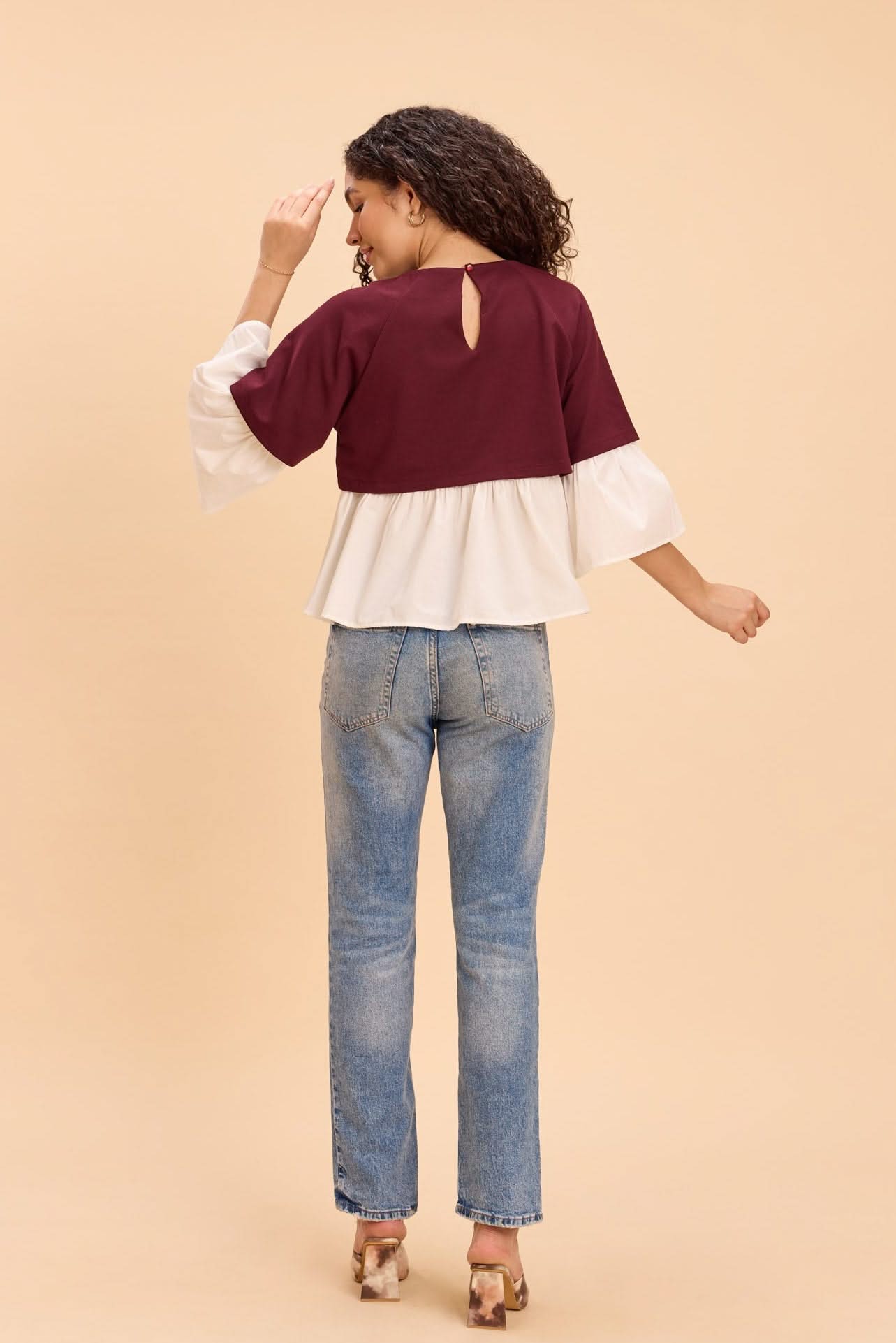 SELENE FAUX LAYERED PEPLUM T-SHIRT - Sunday Story