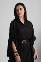 SHIRI RELAXED KAFTAN MIDI DRESS WITH ADJUSTABLE BELT - Sunday Story